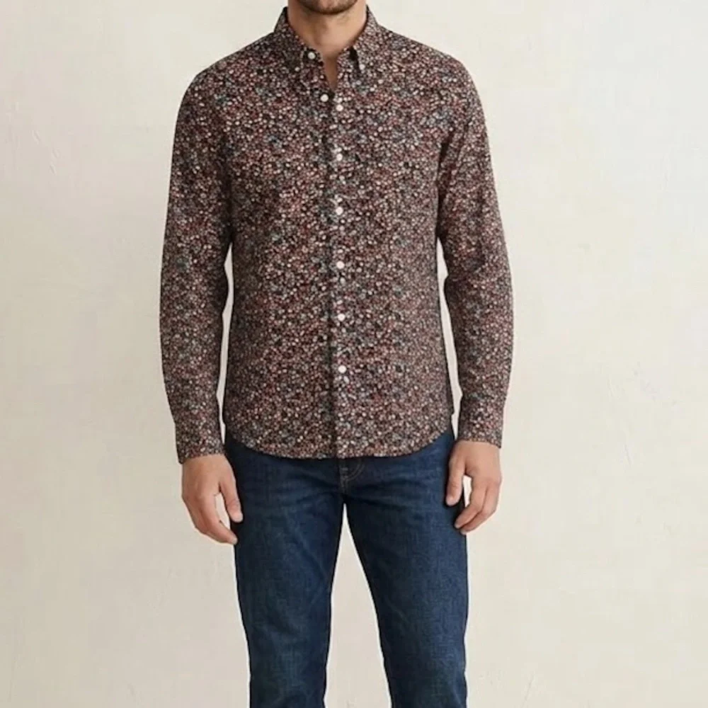 J. Crew Retro Floral Long Sleeve Classic Fit Button Down Large